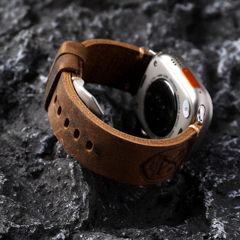 Handmade High Quality Retro Genuine Leather Smart Watch Strap For Apple.Watch Ultra 9 8 7 6 5 4 44mm 45mm 49mm Men Watch Band