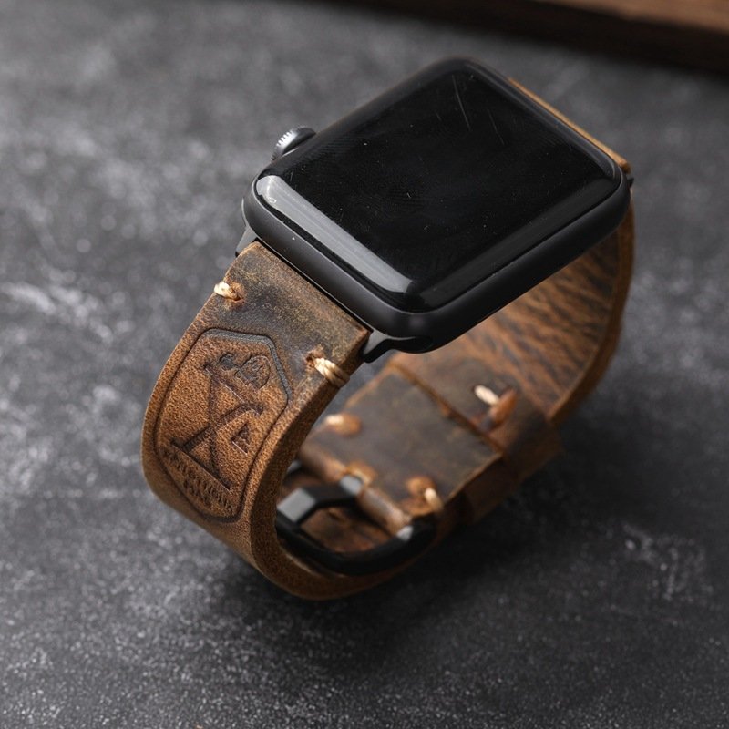 Handmade High Quality Retro Genuine Leather Smart Watch Strap For Apple.Watch Ultra 9 8 7 6 5 4 44mm 45mm 49mm Men Watch Band