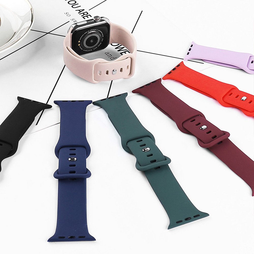 Silicone Watch Band For Apple Watch Series 7 6 5 4 3 2 1 Soft Replacement Smart Watch Strap For iwatch 38 40 41 42 44 45 mm
