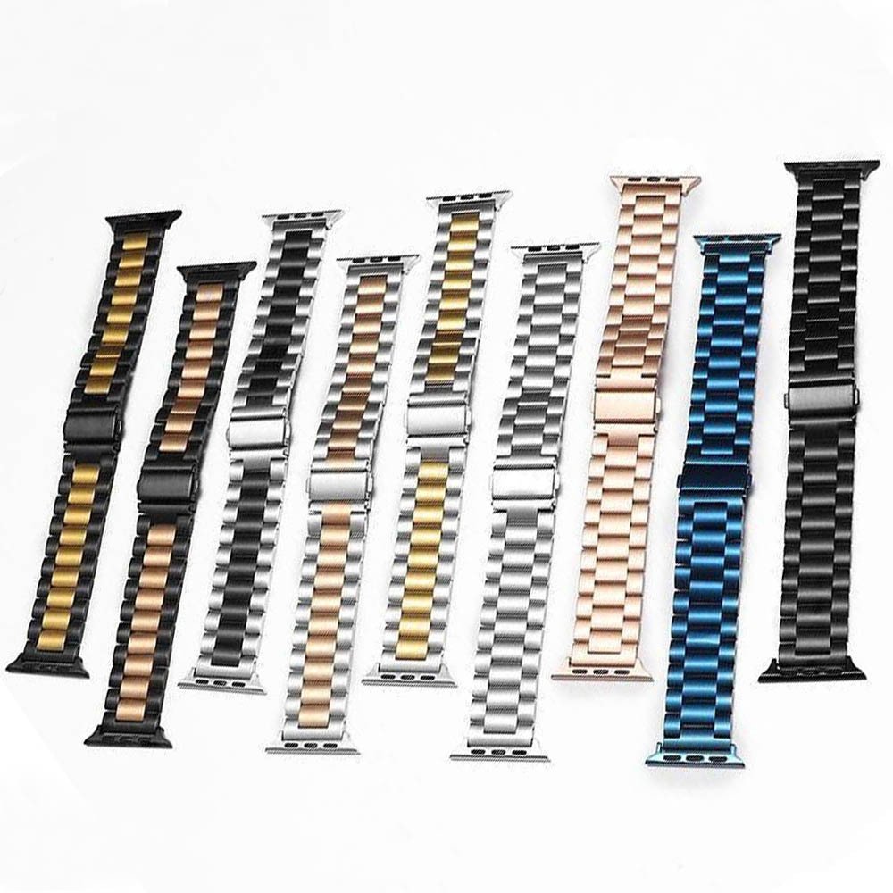 38/40mm 42/44mm for apple watch band Stainless Steel Metal three bead smart watch Strap for Apple Watch iWatch strap