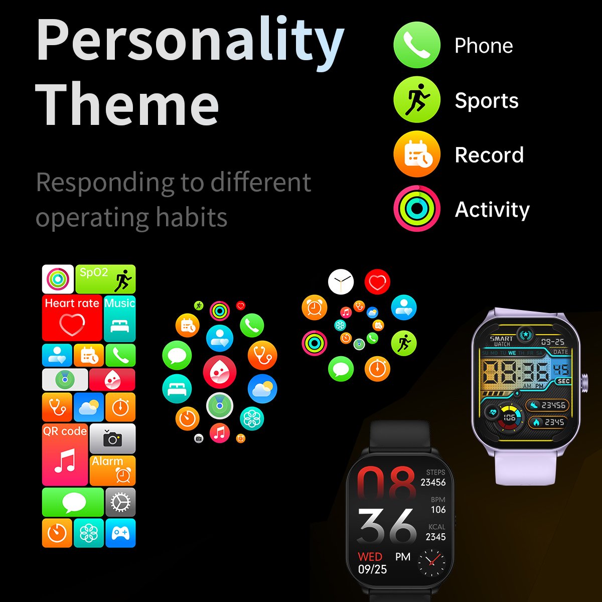 Magnetic Charging 2.10 Inch High Definition Screen Ready To Ship Heart Rate Monitoring Smart Watch