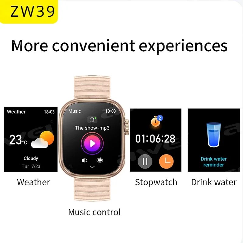 Hot selling ZW39 Health Sport Cheap Smart Watch Men Women Heart Rate Monitor Android IOS Smartwatch Call With Encoder Flashlight