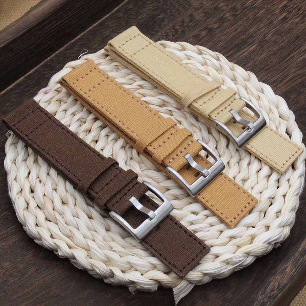 2024 Yunse New Design Premium Quality Sailcloth Fabric Canvas Watch Straps Quick Release 18 20 22 24mm Suitable for Smart Watch