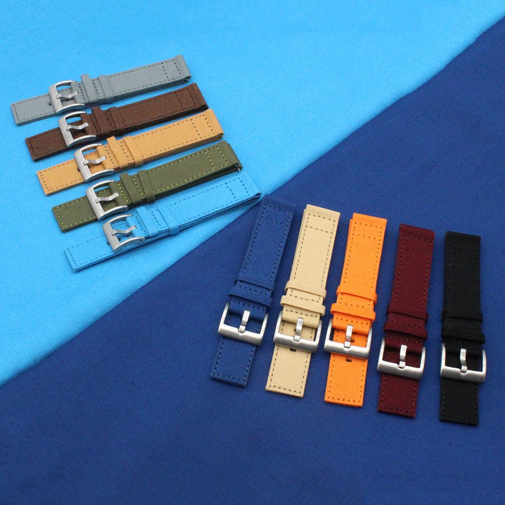 2024 Yunse New Design Premium Quality Sailcloth Fabric Canvas Watch Straps Quick Release 18 20 22 24mm Suitable for Smart Watch