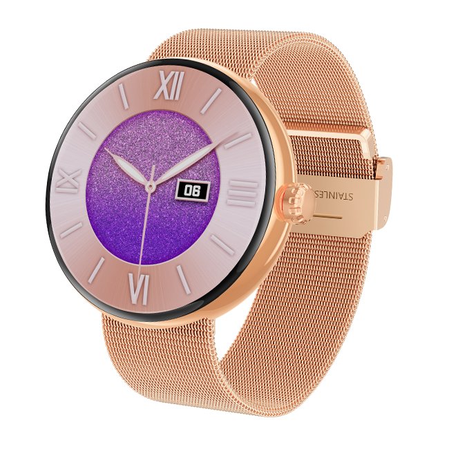 High Quality Stainless Steel Milanese Bracelet Rose Gold Smart Watch for Women Fashion Smartwatch Amoled 2023
