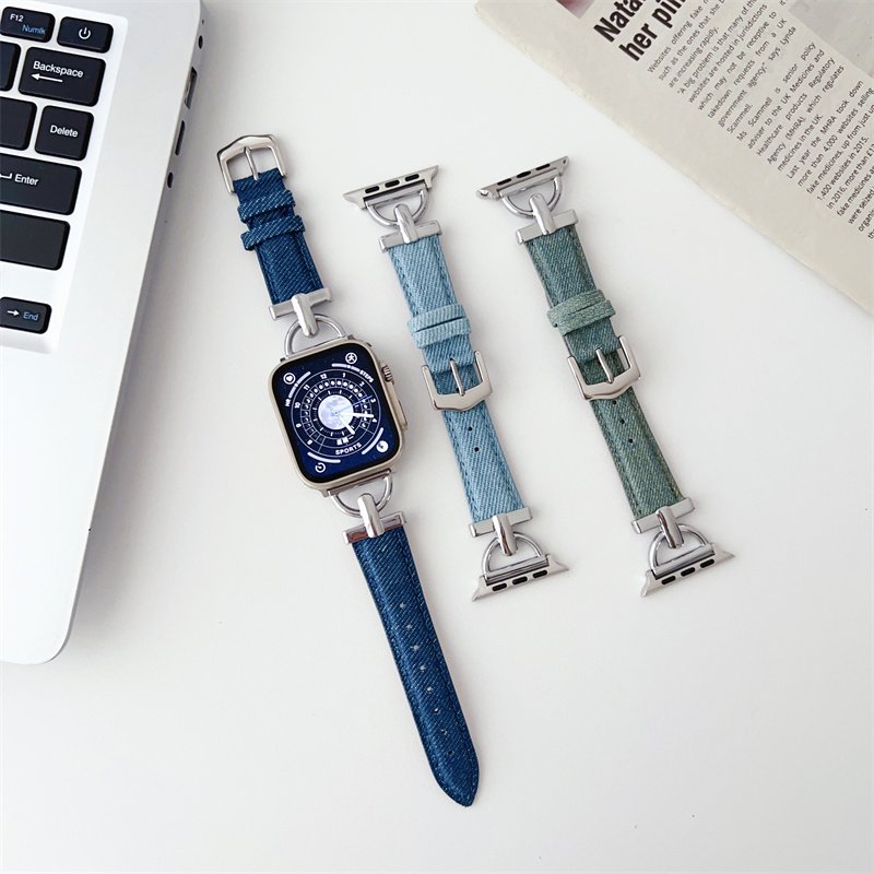 Girls Boutique Denim For Apple S8 Ultra 49mm Watch Band Wholesale Steel Buckle Watch Strap For Apple Watch SE 34567 38mm 42mm