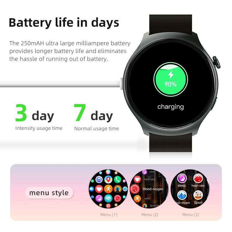 Watch 4 Smart Watch Round Screen Blood Pressure Smartwatch Message Notification Calling Sports Man Smart Bracelet