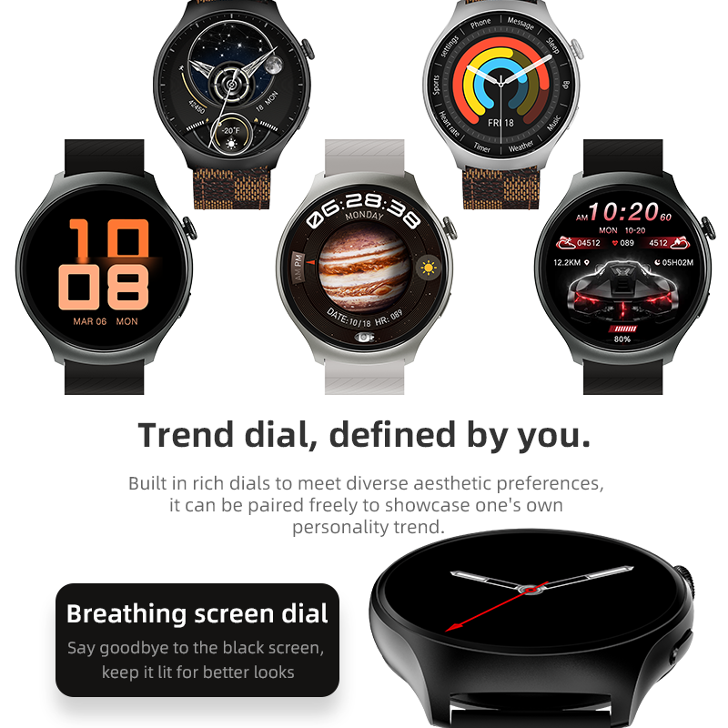 Watch 4 Smart Watch Round Screen Blood Pressure Smartwatch Message Notification Calling Sports Man Smart Bracelet