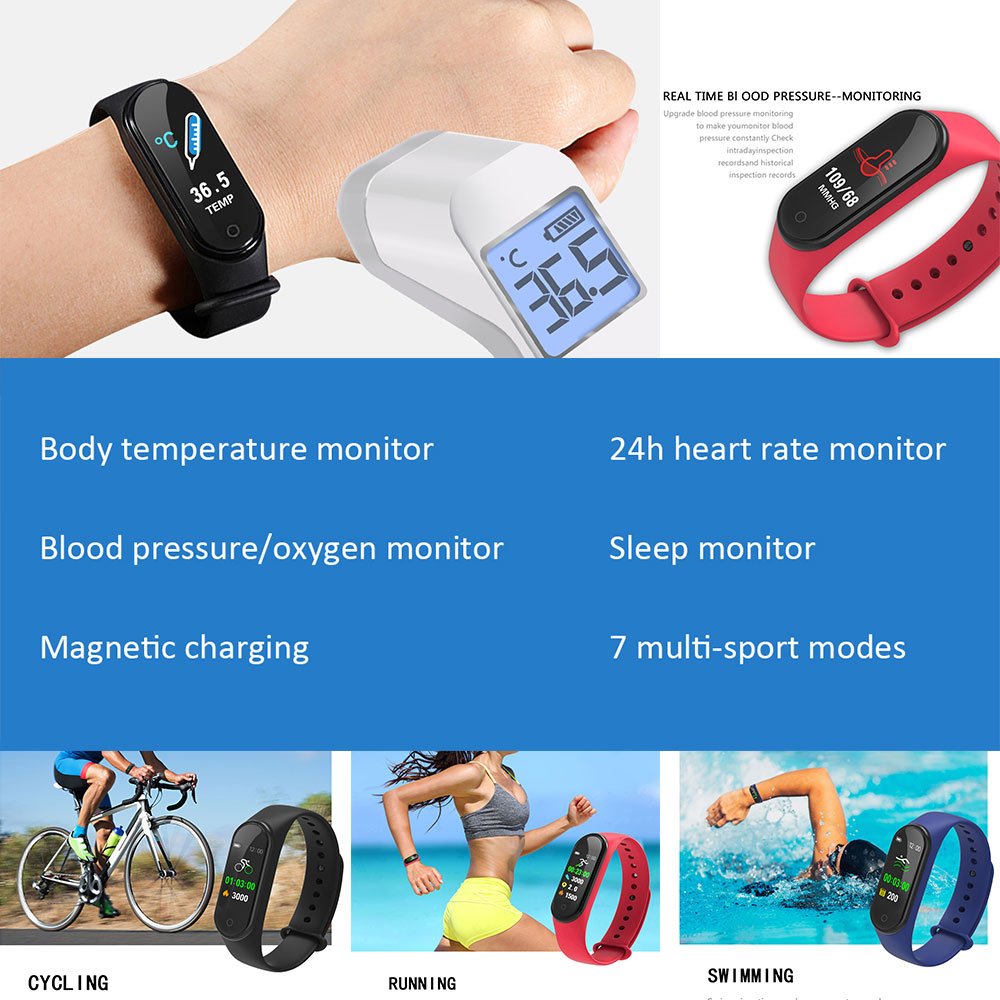 Watch manufacturer factory R&D design M4S body temperature monitor digital sports fitness smart watch