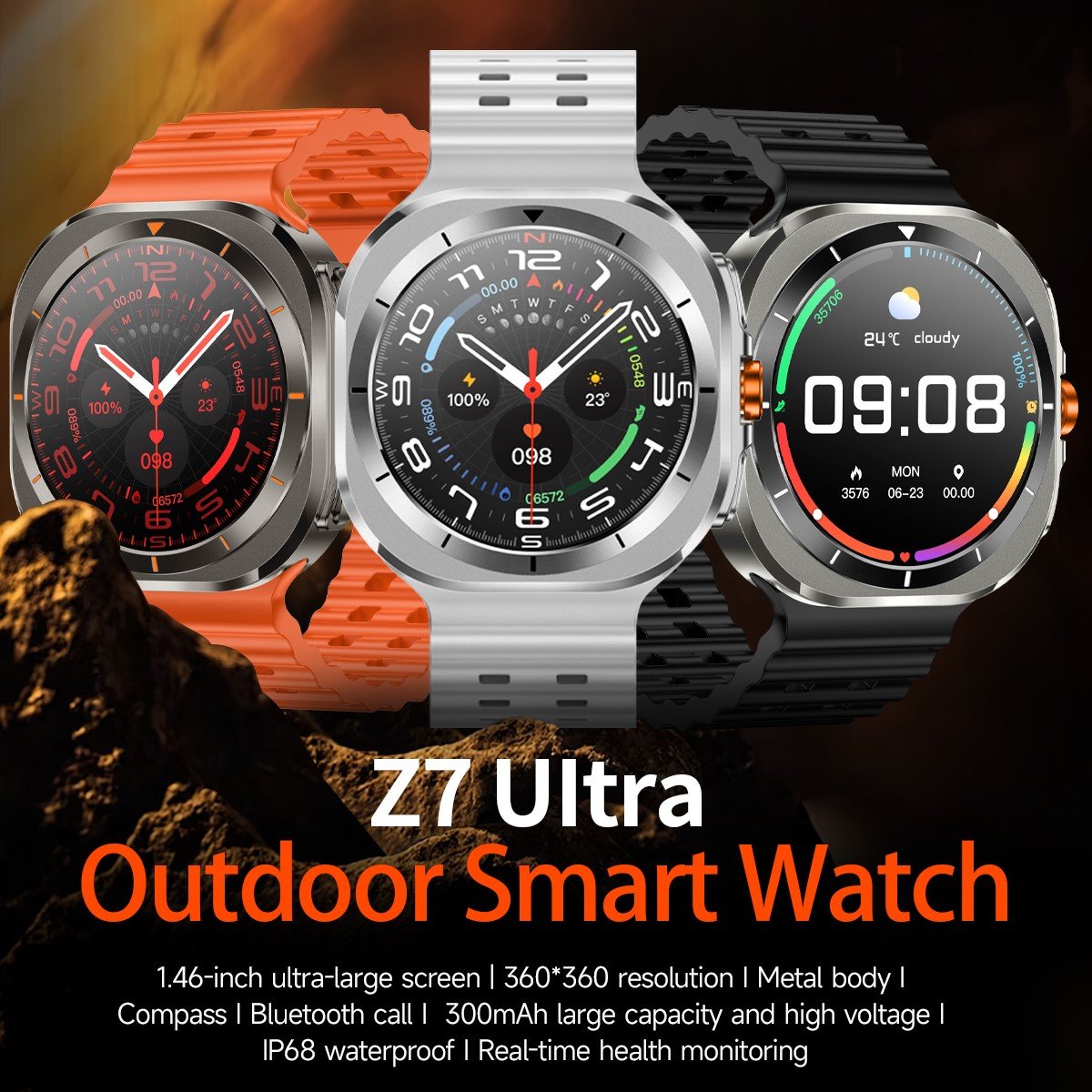 Fashion Sports Galaxy Shape Z7 Smart Watch 7 Ultra Outdoor 47mm PK W7 Smartwatch For Samsung Phones