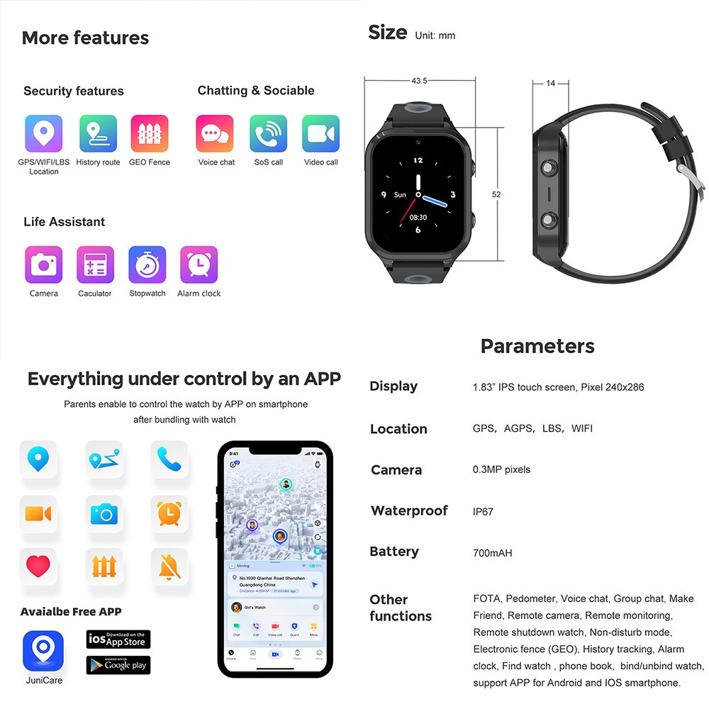 Calling Function Child Gps Sim Card 4g 5g Lte Kids Smart Watch 2024 Android 4g Gps Sim Card Smartwatch Plastic IP67 Square IPS