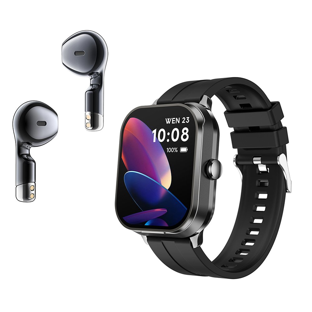 2024 Smart Watch 2.01inch Wireless Earbuds 2 in 1 BT Music Heart Rate Health Monitoring Sports Smartwatch with silicone sleeve