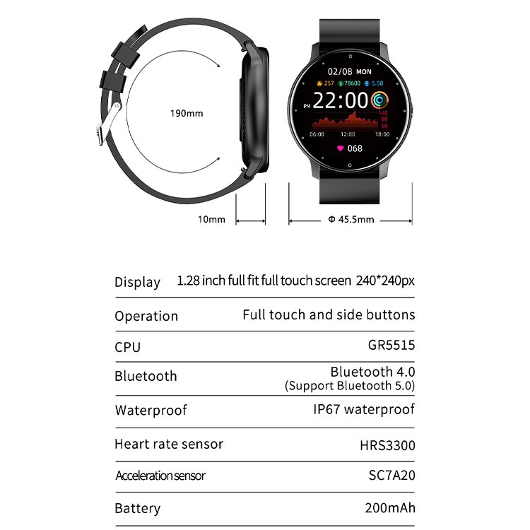 2021 Smart Watch ZL02 Full Touch Control 1.3 inch Screen ECG Bracelet Heart Rate Monitor Sport Reloj Smart Smartwatch