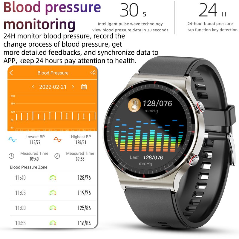New Medical Grade PPG+ECG Infrared Blood Oxygen Accuracy Health Monitoring Smart Watch G08