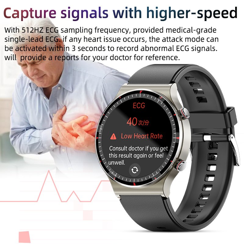 New Medical Grade PPG+ECG Infrared Blood Oxygen Accuracy Health Monitoring Smart Watch G08