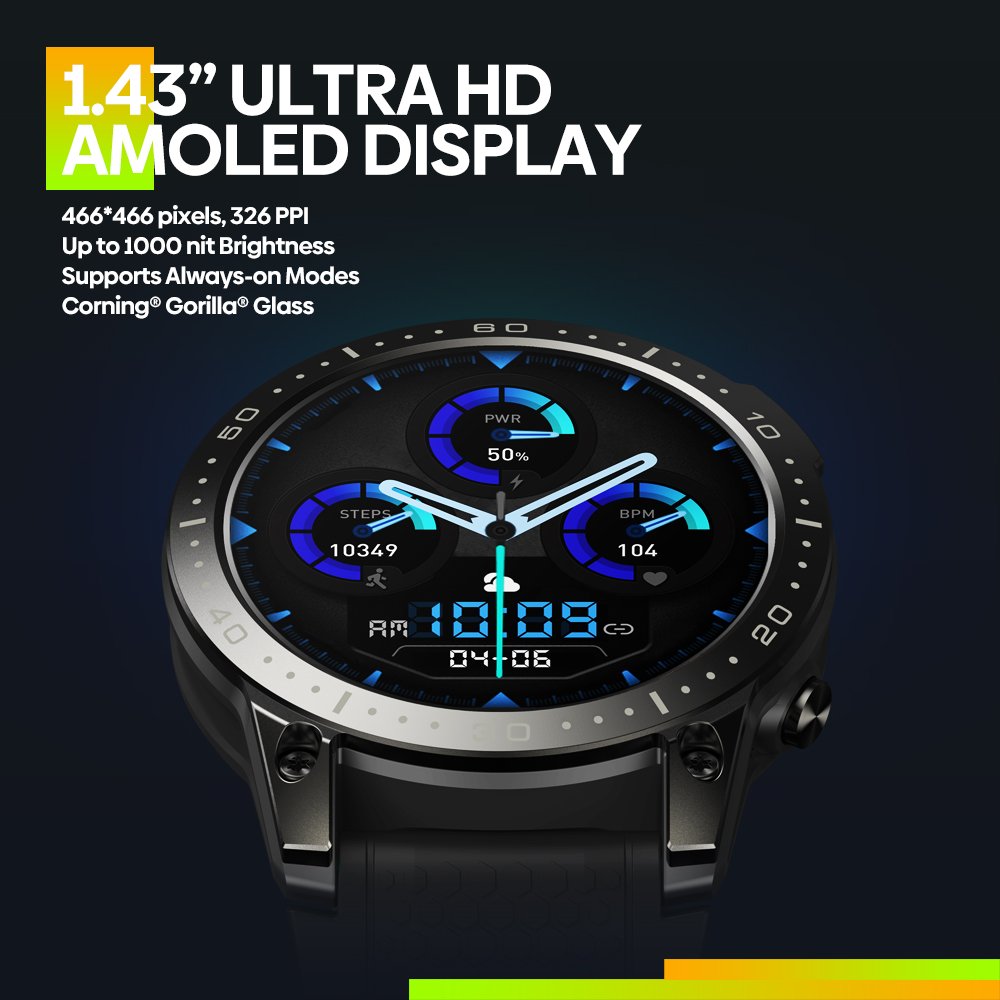 Zeblaze Ares 3 Pro Smart Watch Ultra HD AMOLED Display Voice Calling 100+ Sports Modes 24H Health Monitor Smartwatch