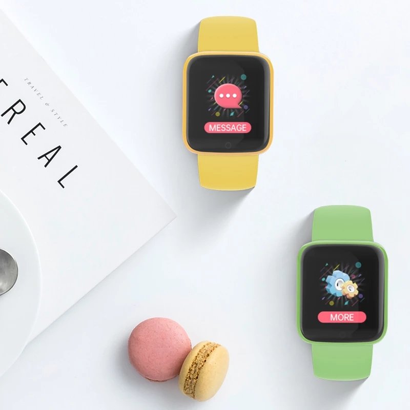 2021 Macaron Y68 D20 Smart Watch Colorful Fashion Fitness Bracelet Tracker Heart Rate Monitor Pressure wireless Smartwatch new