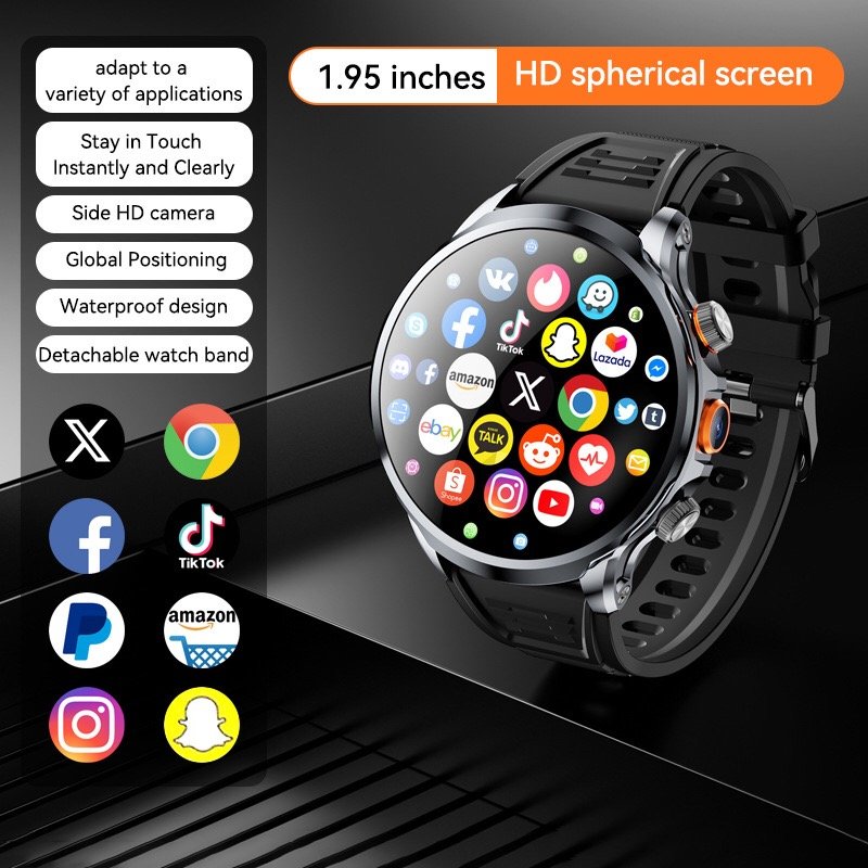 New arrival 4G 5G smart watch H18 WiFi GPS dual camera video call NFC 8+128GB 900MAH battery Android sport smart watch