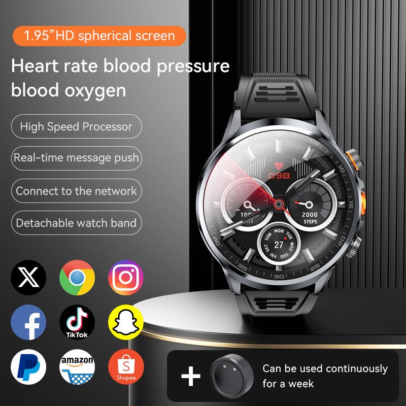 New arrival 4G 5G smart watch H18 WiFi GPS dual camera video call NFC 8+128GB 900MAH battery Android sport smart watch