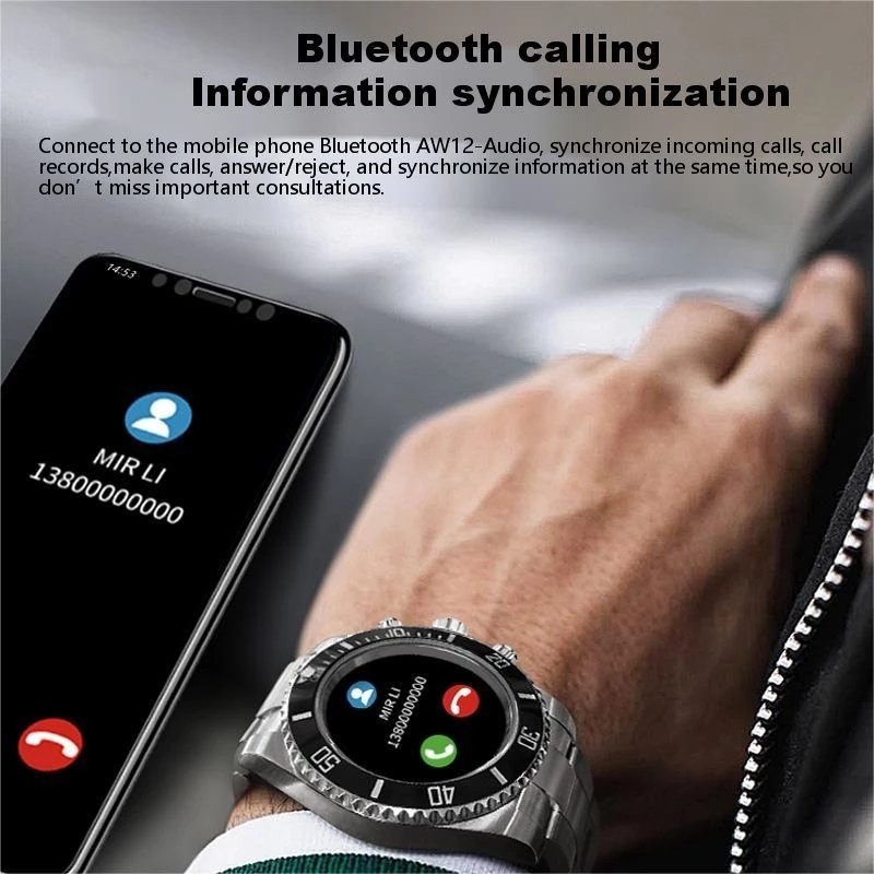 Men's Smart Watch Luxury Message Display DIY Wallpaper Heart Rate Blood Pressure Sports Waterproof Smartwatch for Men