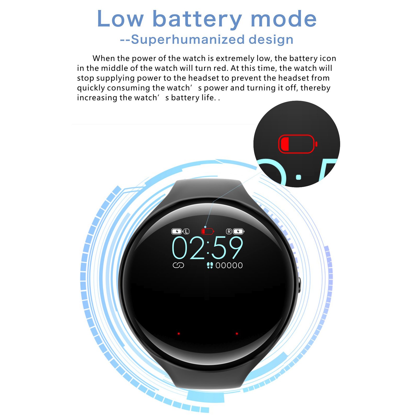 GlobalCrown TWS Bluetooth Adjustable Touch Wireless Bracelet Smart Watch Waterproof Earbuds