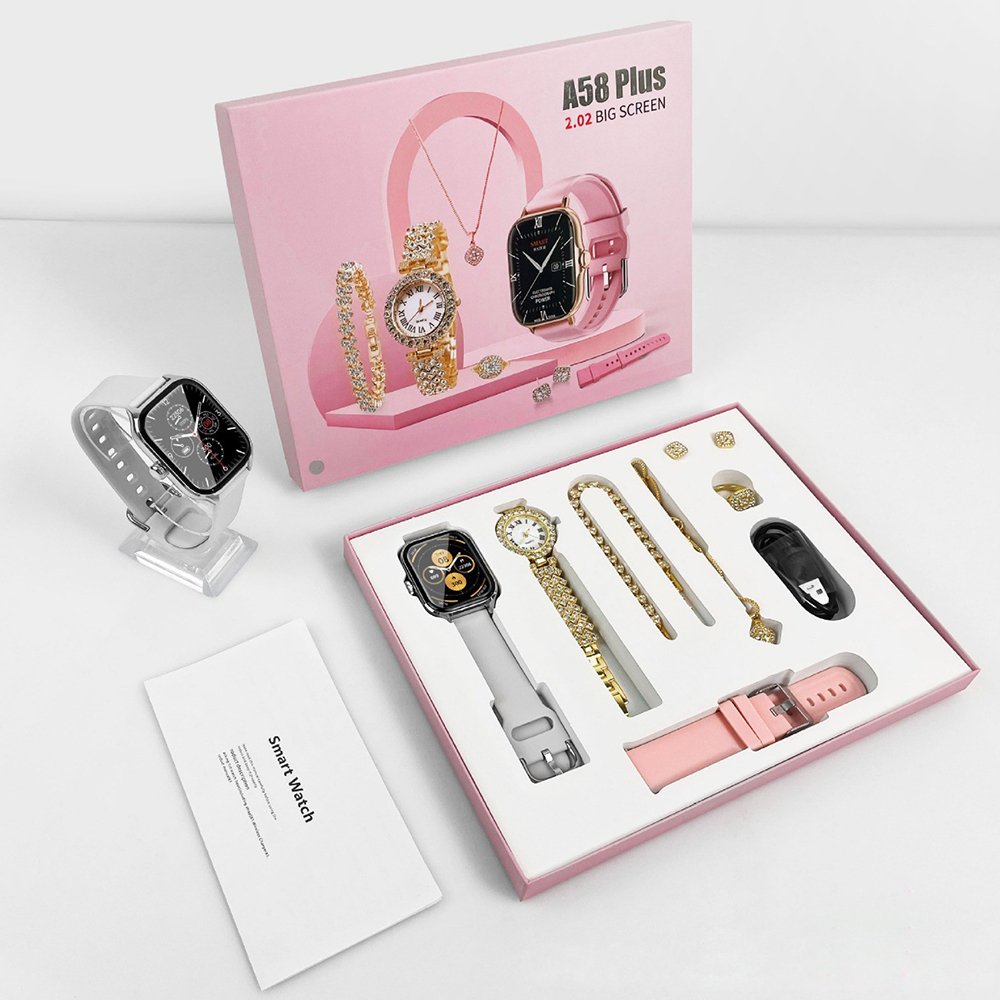 A58 Plus Girl Gift set Reloj inteligente Smartwatch 2024 Mujer Montres intelligentes Women Luxury Fashion Smart watch for Ladies