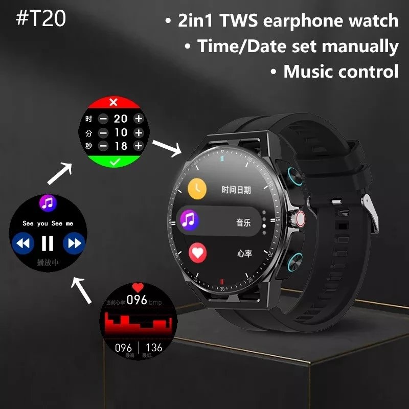 Upgraded Version Smart Watch with Earbuds 2 in 1 TWS Wireless Earphones BT Call Music Men Women Headset Smartwatch 2024