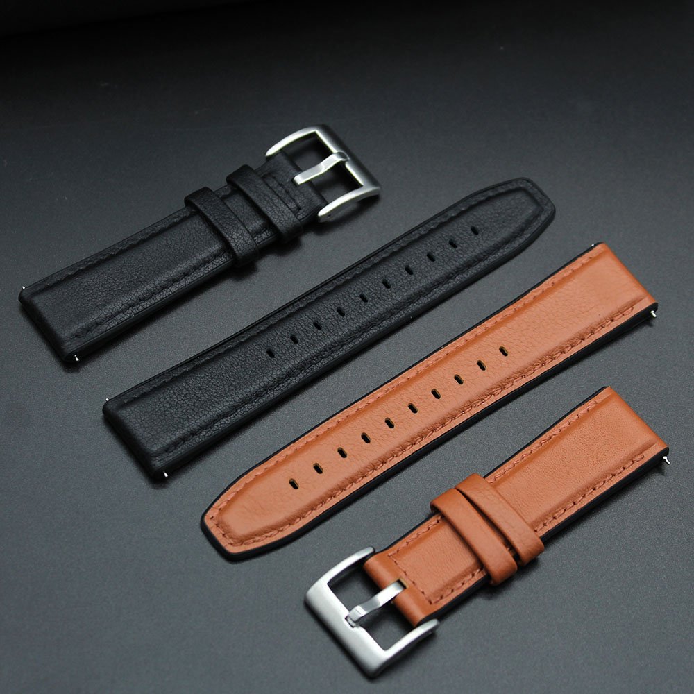 Hybrid Genuine Leather and TPU Rubber Watch Band Quick Release Wristband 22mm Smart watch Strap for Samsung Galaxy Watch 4 5 6