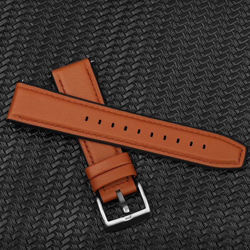 Hybrid Genuine Leather and TPU Rubber Watch Band Quick Release Wristband 22mm Smart watch Strap for Samsung Galaxy Watch 4 5 6