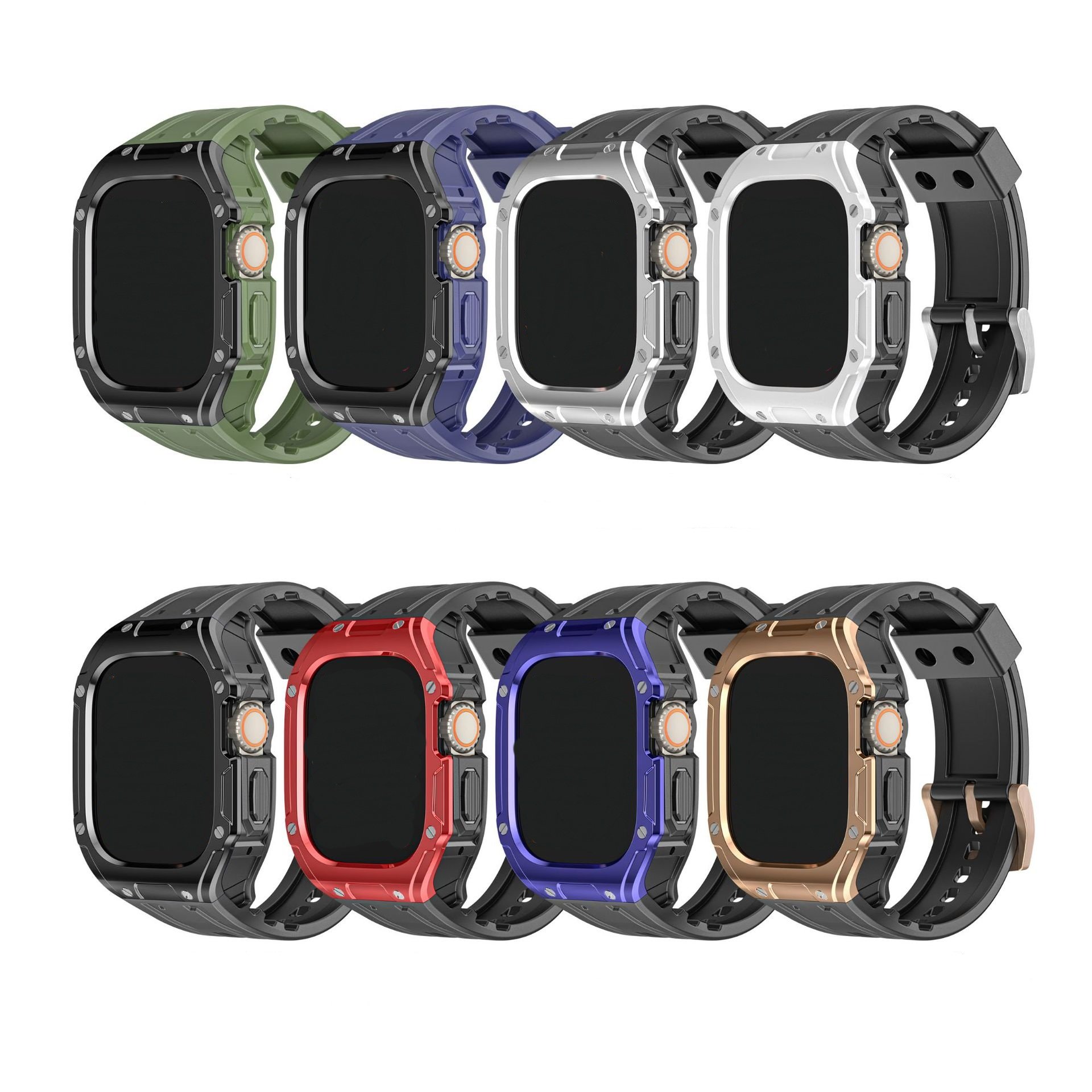 49mm Luxury Shock Silicone Smart Watch Band PC Modification Rubber Watch Case For Apple iWatch Wrist Strap cover accessories