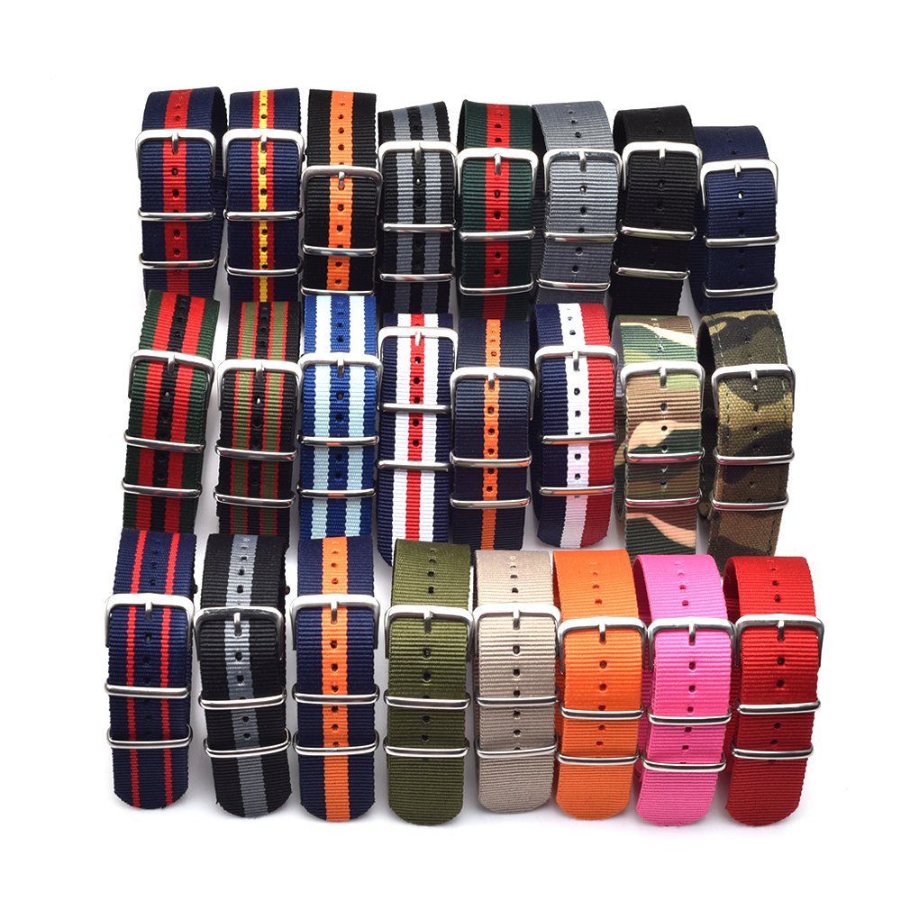 Nylon Canvas Striped Woven Watch Strap Watchband Seat Belts Fabric Watch Bands Nylon Watch Strap 22mm 20mm 18mm