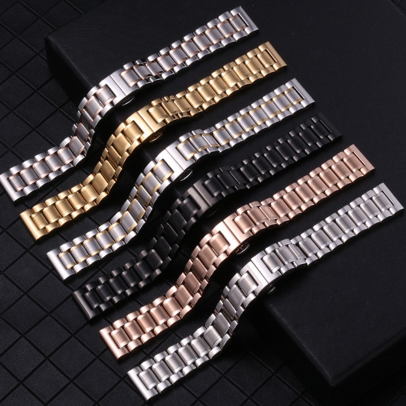 Yunse Luxury Stainless Steel Watch Band Chain 3 Beads Quick Release Watch Strap 20 21mm For Smart Watch Bracelets