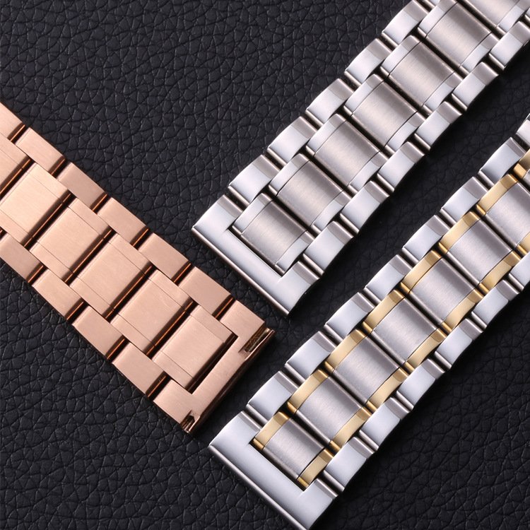 Yunse Luxury Stainless Steel Watch Band Chain 3 Beads Quick Release Watch Strap 20 21mm For Smart Watch Bracelets