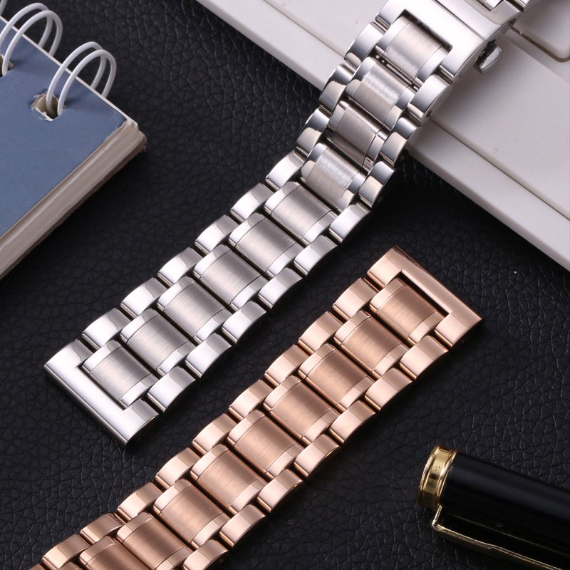 Yunse Luxury Stainless Steel Watch Band Chain 3 Beads Quick Release Watch Strap 20 21mm For Smart Watch Bracelets