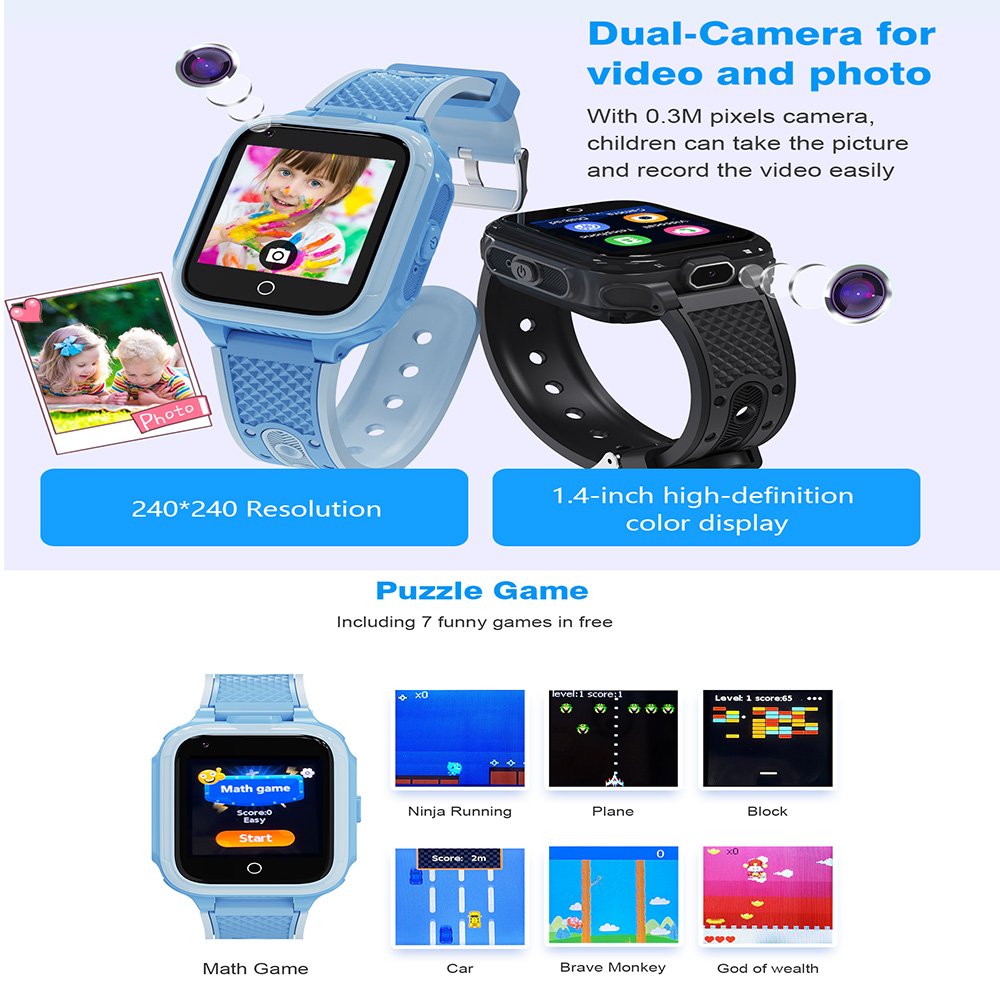 Original factory A11 children mini sim card 4G gps tracker video voice chat games smart watch kids smartwatch A11