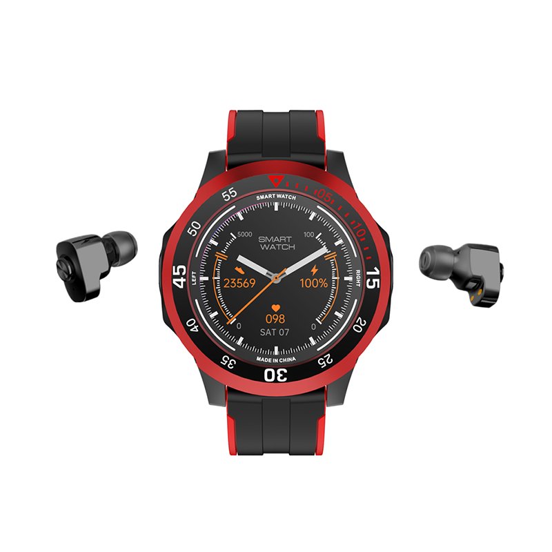New 2 in 1 Earphone Smart Watch N16, Round Screen Music Control Receive Calls 300mAh Battery Fitness Tracker Watch