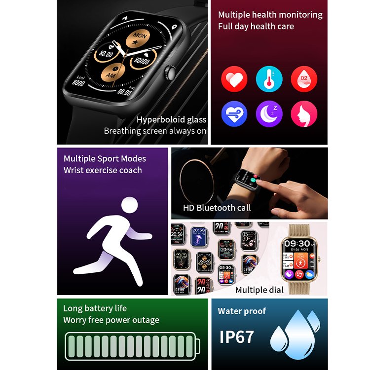 Smart Watch Men Women AK58 1.96 inch Full Touch Screen Sports Fitness Watches Bluetooth Calls Digital Smartwatch Wristwatch