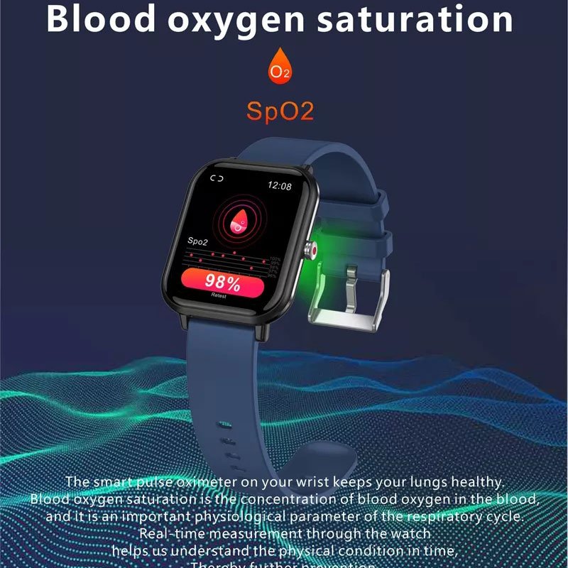Hot 1.69" HD Color Screen Q9Pro Body Temperature Heart Rate Blood Pressure SpO2 Sleep Monitor Smartwatch