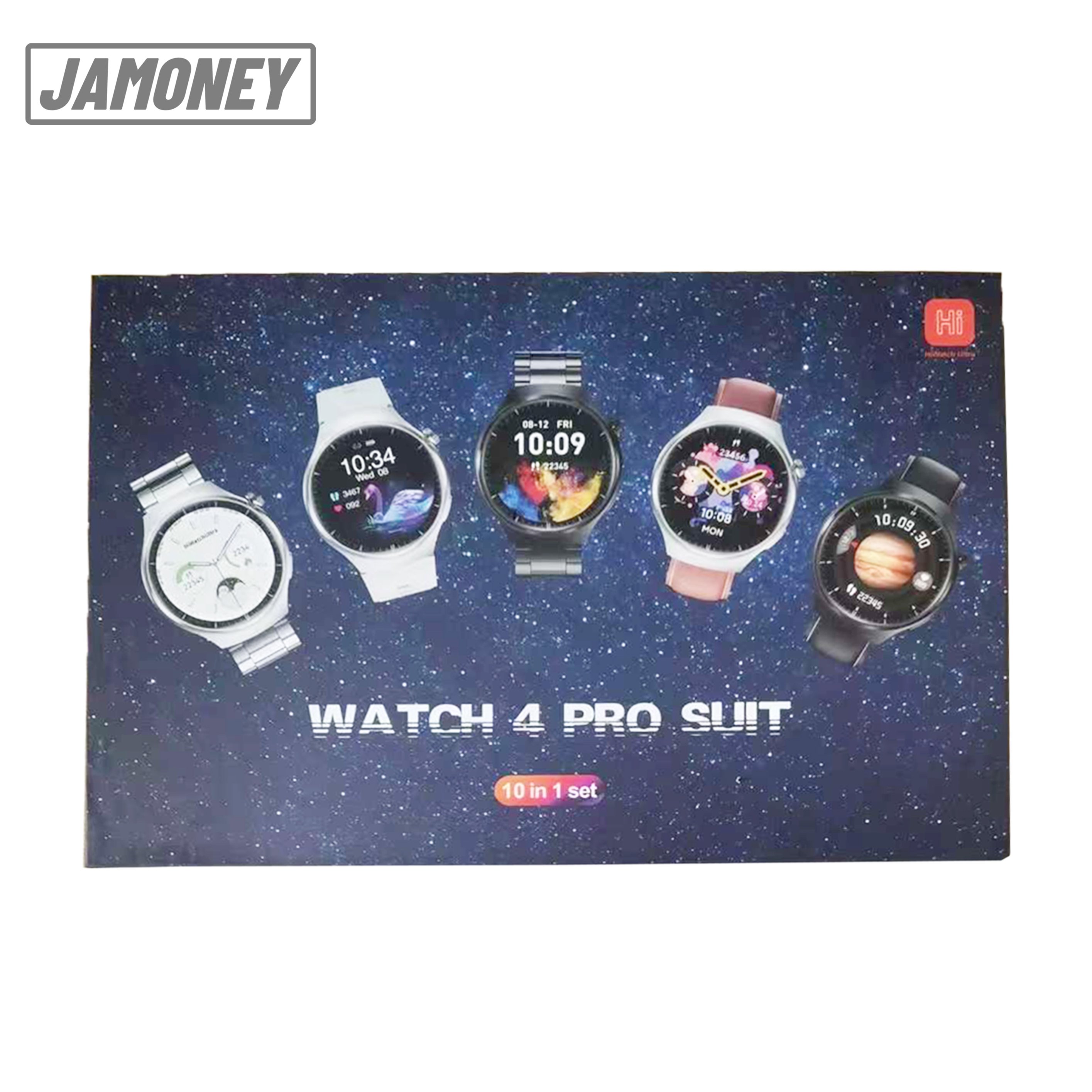 Watch 4 Pro Suit 8 in 1 Set Round Smart Watch 7 Straps BT Music Call Fitness Tracker Heart Rate Monitoring Smartwatch 2024