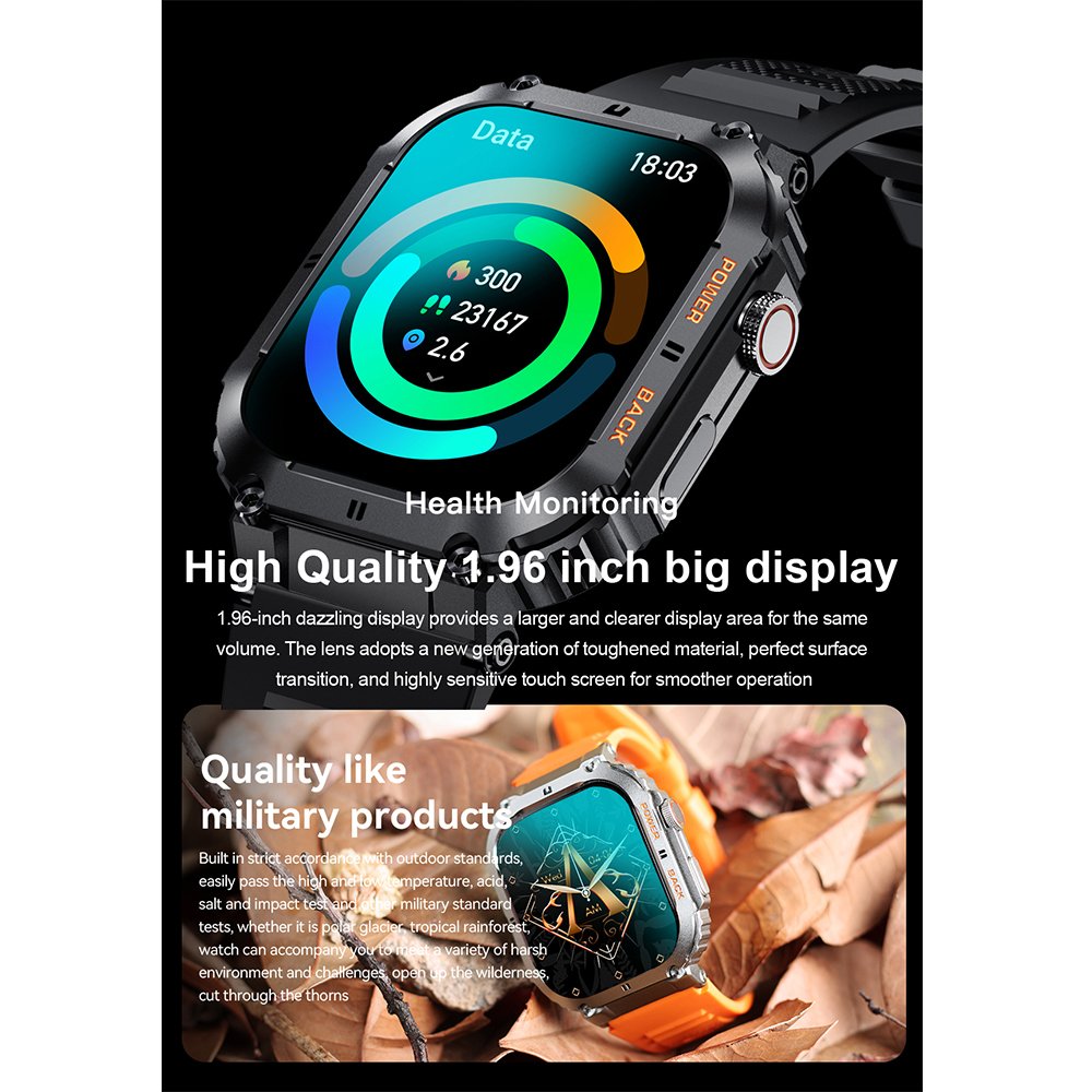 K57 Smart Watches For Men Standard BT Call Heart Rate Blood Pressure Monitor Smartwatch Sports Watches 1.96"