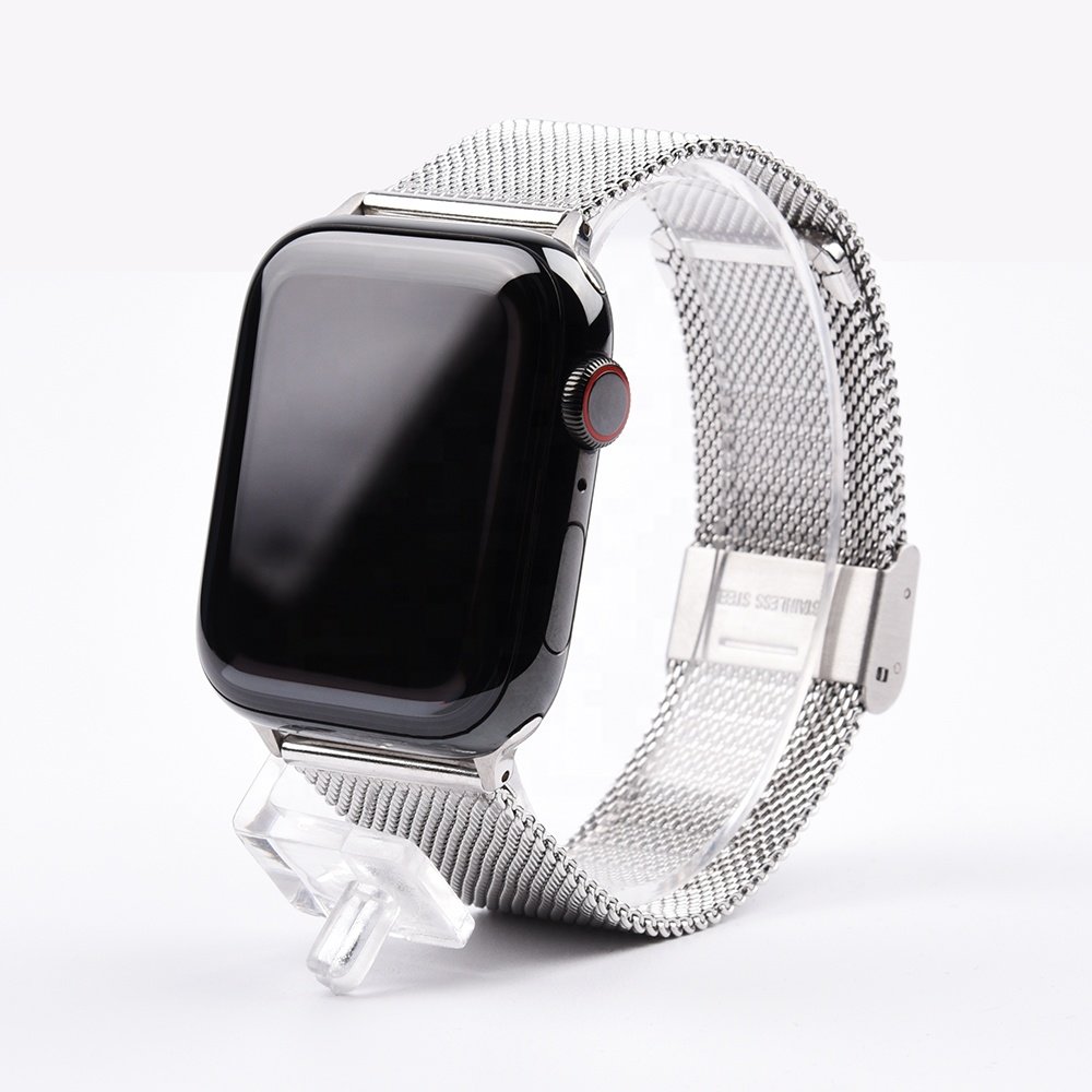 Keepwin Flexible Adjustable Mesh Watch Straps Stainless Steel Smart Watch Band Strap for Apple iWatch 9 8 7 6 5 4 SE Series