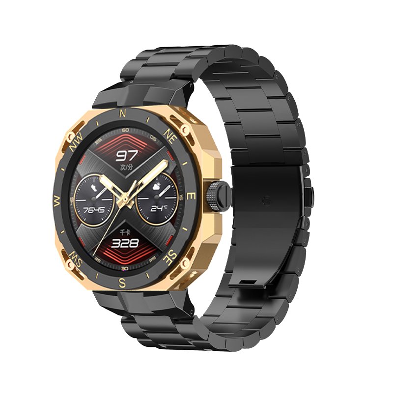 Custom Luxury Stainless Steel Band Strap and Protective Stainless Steel Watch Case for HuaWei GT Cyber Smart Watch