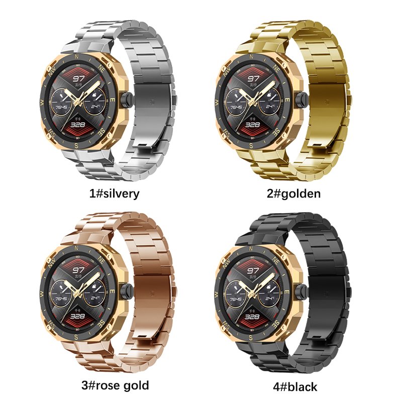 Custom Luxury Stainless Steel Band Strap and Protective Stainless Steel Watch Case for HuaWei GT Cyber Smart Watch