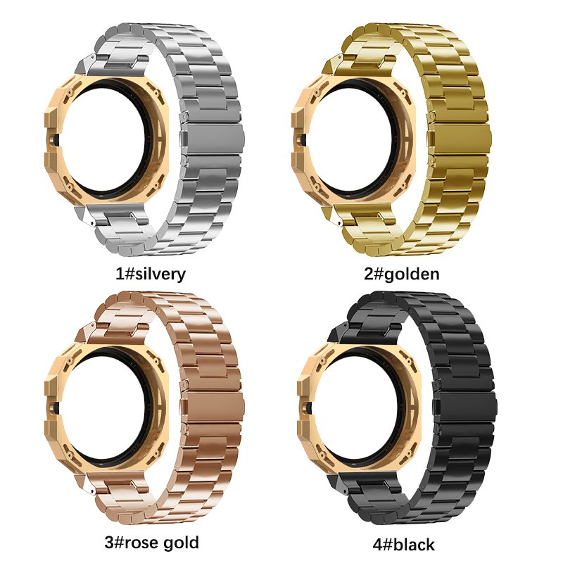 Custom Luxury Stainless Steel Band Strap and Protective Stainless Steel Watch Case for HuaWei GT Cyber Smart Watch