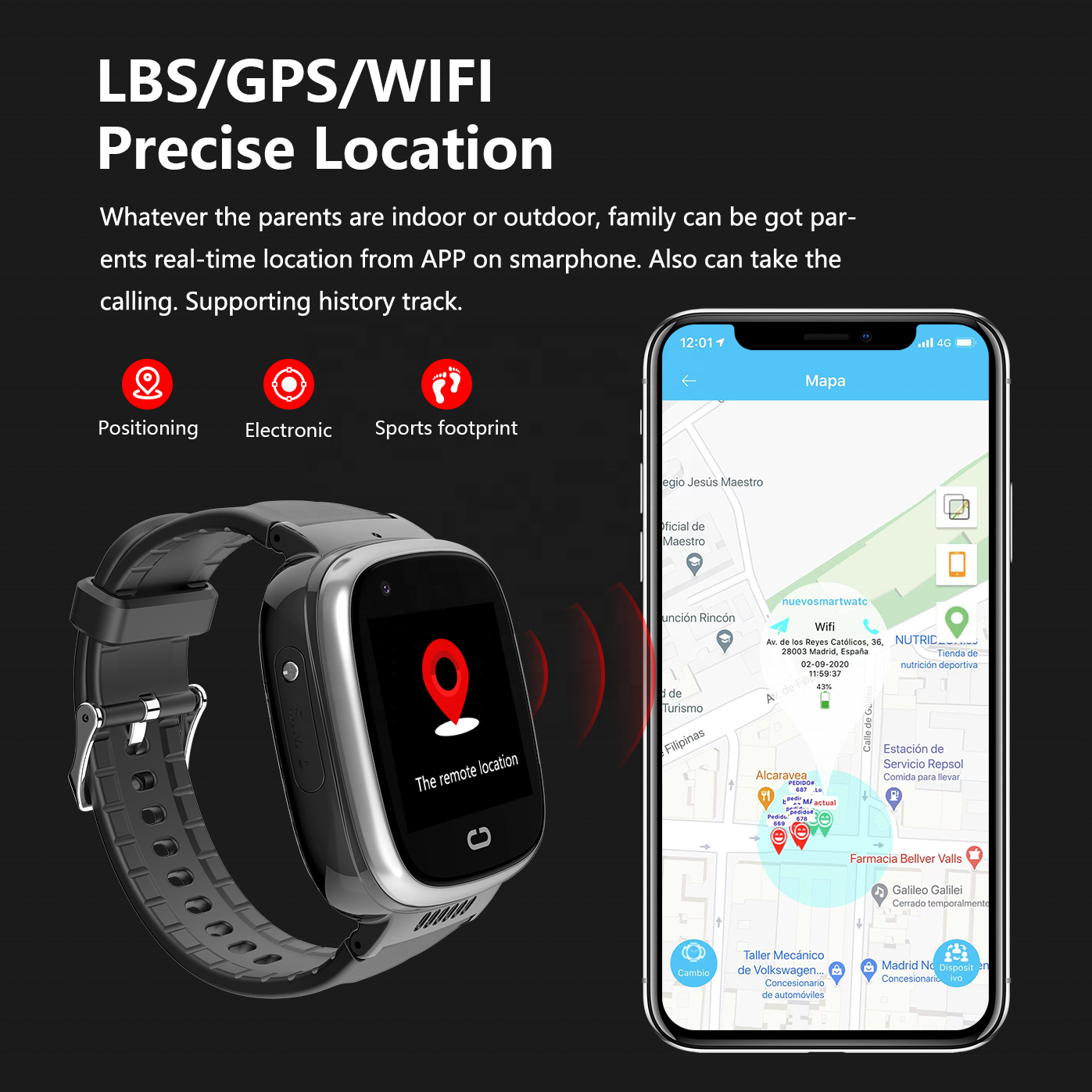 Newest Highly Configured Health Seniors Elderly 4G LTE Video SOS Call Smart Watch with GPS Tracking Fitness Monitoring