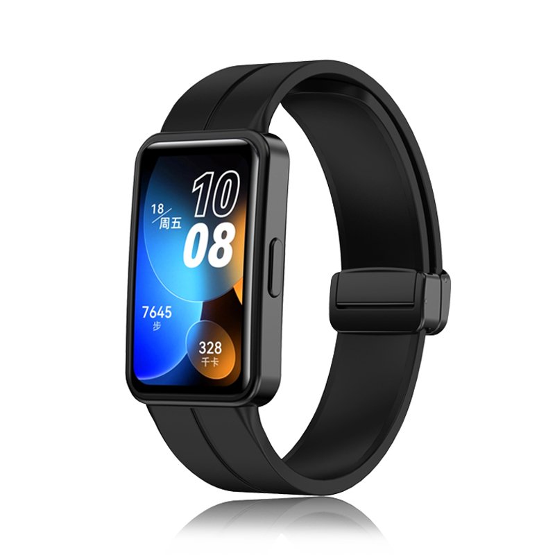 New Magnetic Folding Buckle Replacement Quick Release Breathable Silicone Rubber Watch Band For Huawei Smart Watch Band 8