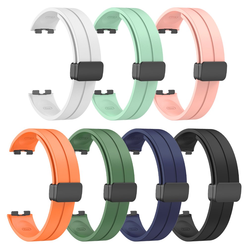 New Magnetic Folding Buckle Replacement Quick Release Breathable Silicone Rubber Watch Band For Huawei Smart Watch Band 8