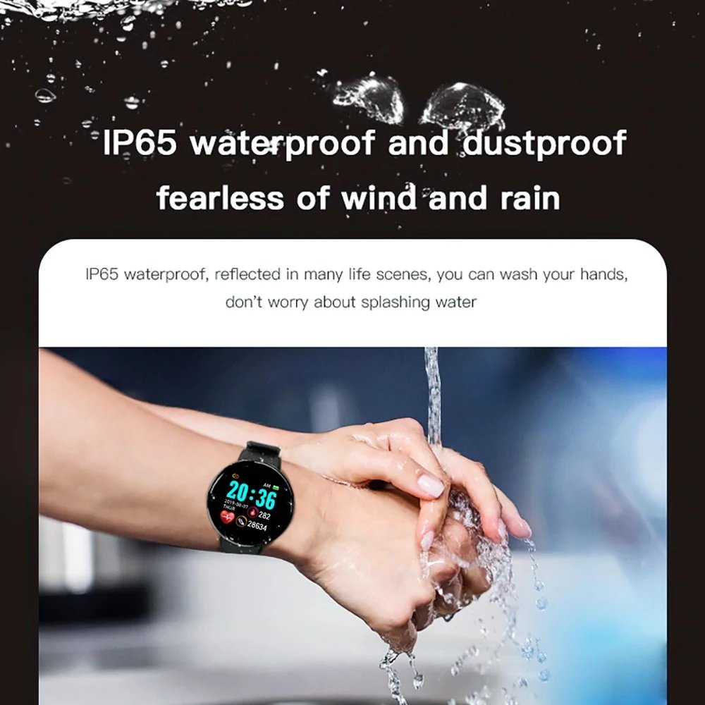 Reloj inteligente D18 Smart Watch Heart Rate Monitor Men's Women's Smartwatch Round Fitness Digital Watches for Men Women