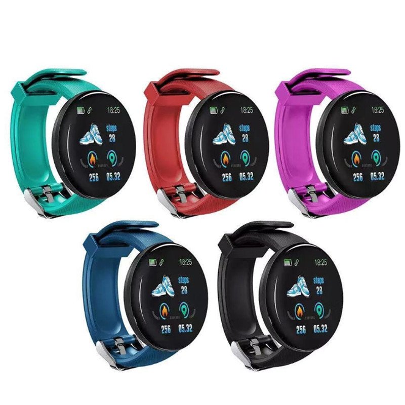 Reloj inteligente D18 Smart Watch Heart Rate Monitor Men's Women's Smartwatch Round Fitness Digital Watches for Men Women