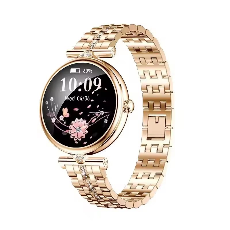 Fashion Luxury AK73 Lady Gold Steel Smart Watch 1.28inch BT Call Women IP68 Waterproof inteligente Smartwatch
